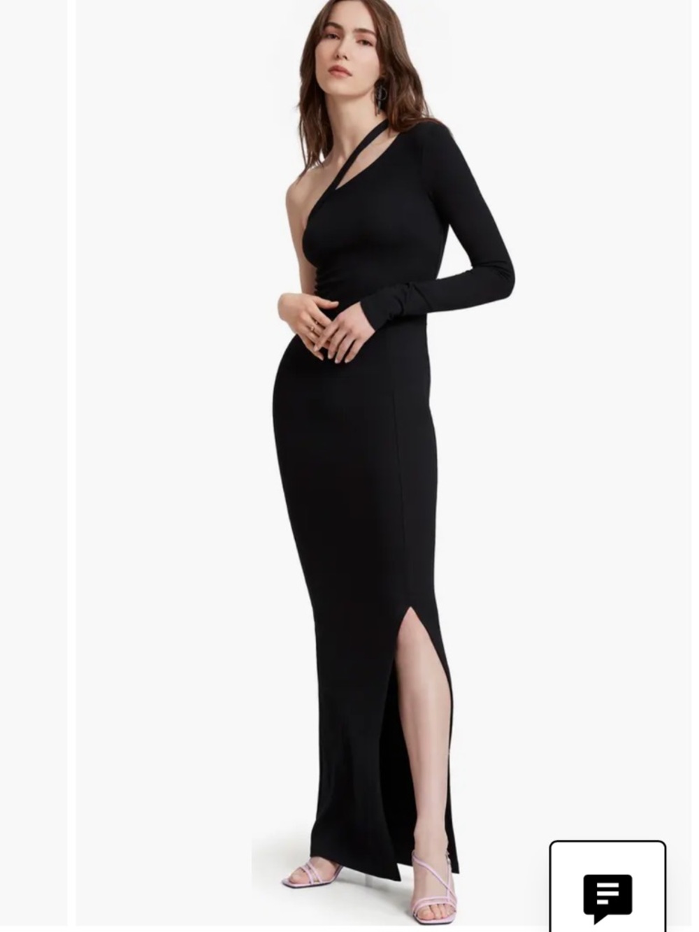 Marcella One-Shoulder Black Maxi Dress Lydia Gown size L formal